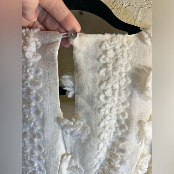 Dress by Vernacular, mini to knee, ivory cream with gorgeous floral poofs Medium - Picture 10 of 16